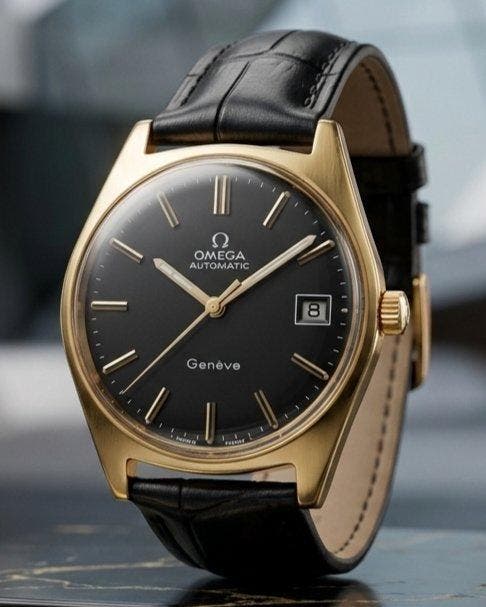 Omega - Vintage Genève Automatic - Calibre 565 - Black Dial, Sieraden, Tassen en Uiterlijk, Horloges | Heren