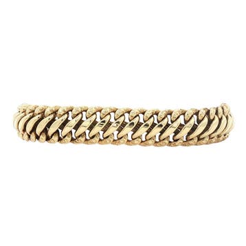 Gouden dubbele gourmet armband 18 cm 14 karaat, Verzenden, Zo goed als nieuw, Goud