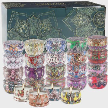 24-Pack Klassieke Chinese Geurkaarsen in Decoratieve Blikjes, Verzenden, Nieuw