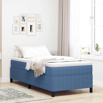 vidaXL Boxspringbed Blauw 100 x 200 cm Katoen Stof, Eenpersoons, Nieuw, Stof, Verzenden