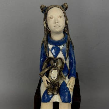 Ida - Girl with rabbit - hand made