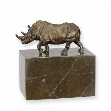 A BRONZE SCULPTURE OF A RHINOCEROS (Beeldjes - Decoratie), Verzenden, Nieuw