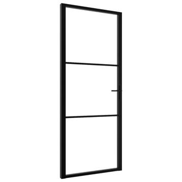 Binnendeur 83x201cm glas en aluminium zwart -nieuw in doos-, 80 tot 100 cm, Binnendeur, Nieuw, Ophalen of Verzenden
