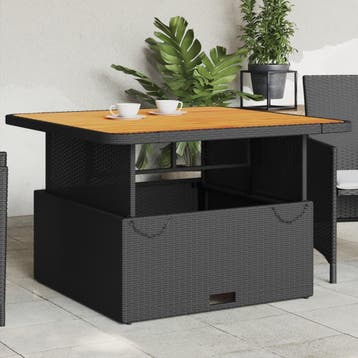 vidaXL Tuintafel 110x110x71 cm poly rattan en massief, Tuin en Terras, Verzenden, Nieuw