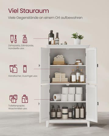 VASAGLE Hoge Kast met 4 Deuren - Stijlvolle Opbergoplossing, Verzenden, Nieuw