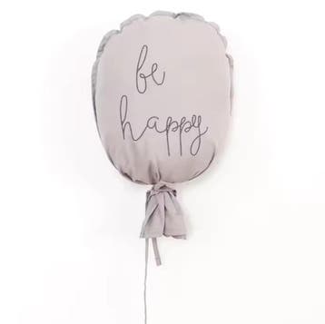 Wanddecoratie katoenen ballon Be Happy grijs, Verzenden, Nieuw, Wanddecoratie