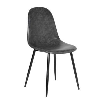 Eetkamerstoel Ivy kunstleer - antraciet - 88x53x44 cm, Verzenden, Nieuw