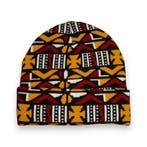 Afrikaanse Print Wintermuts / Beanie - Bruin Cross Bogolan, Hobby en Vrije tijd, Stoffen en Lappen, Ophalen of Verzenden, Nieuw