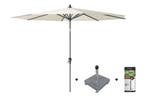 Platinum Riva stokparasol 3 m. rond - Ecru met voet en hoes, Tuin en Terras, Tuinsets en Loungesets, Verzenden, Nieuw, Overige materialen