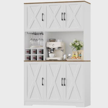 Buffetkast Keuken 106x180cm Wit met 6 Deuren, Flessenhouder, Verzenden, Nieuw
