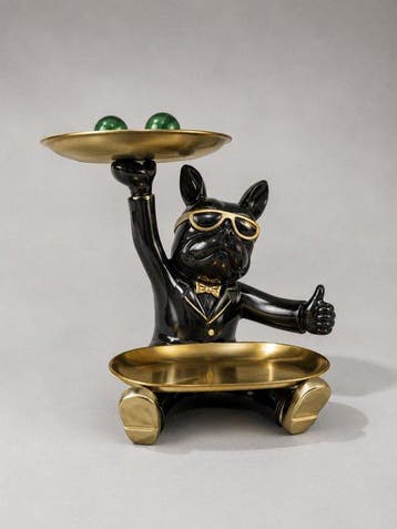 Beeld, bulldog cool sculptuur - 22 cm - polyresin