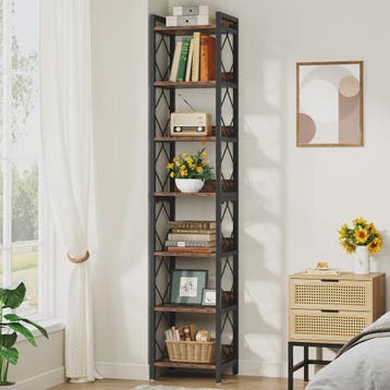 Tribesigns Hoge Smalle Boekenkast 7-Laags - Perfect voor Kle, Verzenden, Nieuw