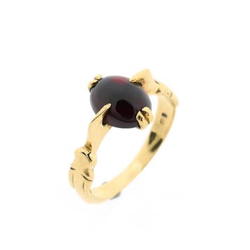 Vintage gouden ring met granaat, Gebruikt, Ophalen of Verzenden, 17 tot 18, Met edelsteen