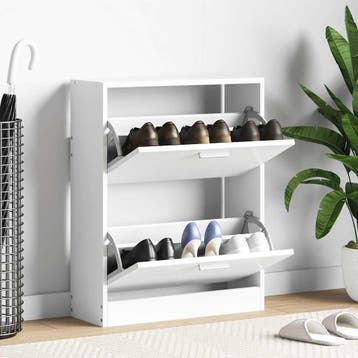 vidaXL Schoenenkast met 2 vakken hout wit, Verzenden, Nieuw