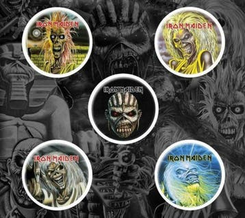 Iron Maiden button Faces of Eddie officiële merchandise, Ophalen of Verzenden, Nieuw, Gebruiksvoorwerp