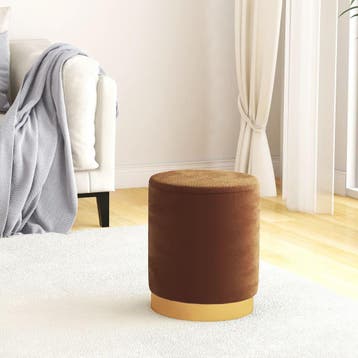 vidaXL Hocker met opbergruimte rond fluweel 31 x 37 cm bruin, Verzenden, Nieuw, Bruin