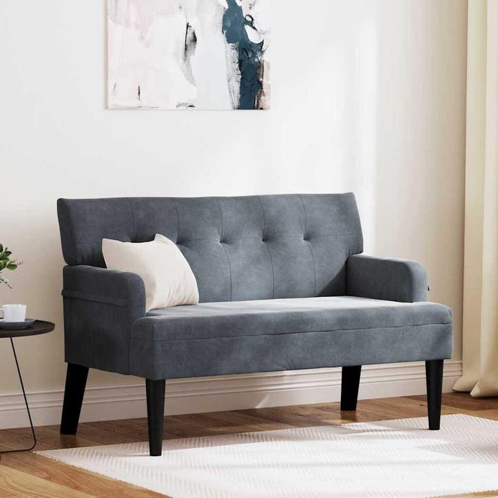 vidaXL Chesterfield Bank Donkergrijs 112 x 65,5 x 75 cm, Huis en Inrichting, Banken | Bankstellen, Nieuw, Minder dan 150 cm, Stof