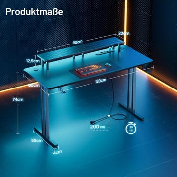 Gaming bureau - Gaming desk - Gaming tafel - 120x60 cm - Zwa, Verzenden, Zo goed als nieuw