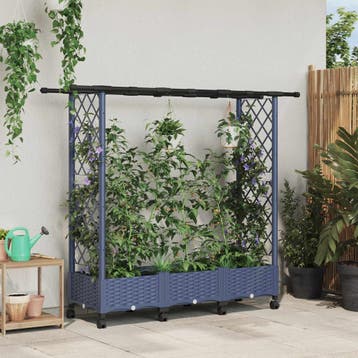 vidaXL Verhoogd Bed met Trellis en Dak Grijs 164 x 40 x 127, Verzenden, Nieuw, Minder dan 60 cm, 60 cm of meer