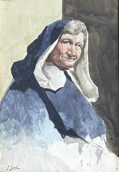 Pio Joris (1843-1921), Attr. - Ritratto di Suora, Antiek en Kunst, Kunst | Schilderijen | Klassiek