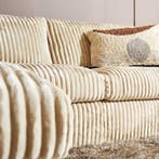 Hoekbank VOORRAAD brede ribstof beige - zacht zitcomfort, Huis en Inrichting, Banken | Complete zithoeken, Verzenden, Nieuw, Stof