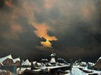 Toon Koster (1913-1990) - Winter dorpsgezicht Maasland