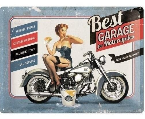 Best garage for motorcycles bike wash included! reclamebord, Verzamelen, Merken en Reclamevoorwerpen, Nieuw, Ophalen of Verzenden