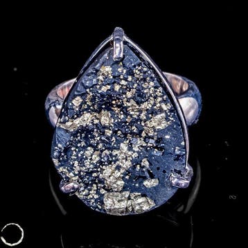 Pyriet-Galena ring van 925 zilver – Markante edelsteenring