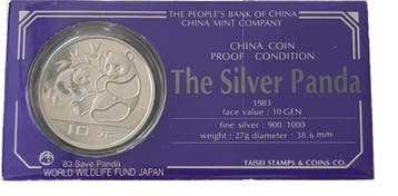 Chinese Panda 10 Yuan 1983 Proof in presentatie doosje -, Verzenden, Oost-Azië, Losse munt, Zilver