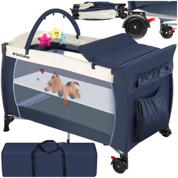 Reisbed hondje 132x75x104cm met commode en tas - blauw, Kinderen en Baby's, Babywiegjes en Ledikanten, Verzenden, Nieuw