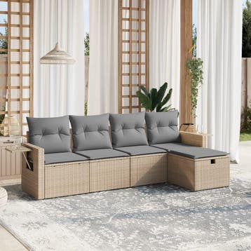 vidaXL 5-delige Loungeset met kussens poly rattan gemengd, Verzenden, Nieuw, 5 zitplaatsen, Loungeset