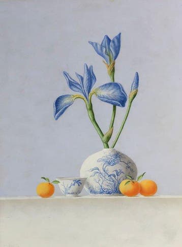 Ruud Verkerk - Japanse vaas met blauwe Iris.