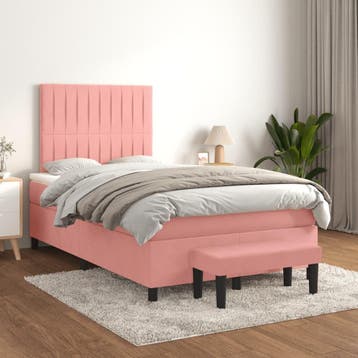 vidaXL Boxspring met matras fluweel roze 120x200 cm, Verzenden, Nieuw, Twijfelaar, 120 cm