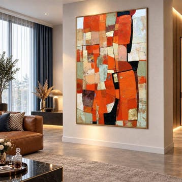 Lea Ottavi - Warm Geometric Harmony · XXL · Hand signed, Antiek en Kunst