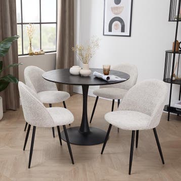Stoelen bouclé - 2 stuks - Crème - Zithoogte 47 cm, Huis en Inrichting, Verzenden, Nieuw
