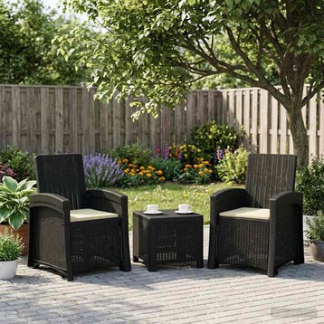 vidaXL Ligstoel in rietenlook 2 st Antraciet- en, Tuin en Terras, Tuinstoelen, Verzenden, Nieuw