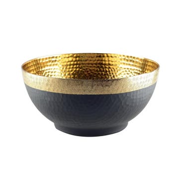 Saladekom zwart metaal met gouden rand 28X13CM, Verzenden, Nieuw
