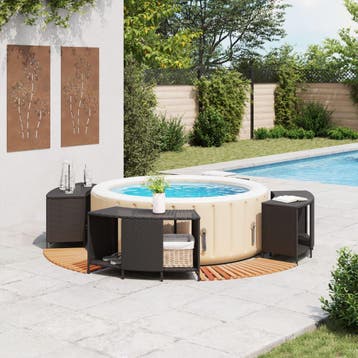 vidaXL Hottub-ombouw poly rattan en massief acaciahout zwart, Verzenden, Nieuw