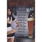 Wandbord -  Man Cave Rules, Ophalen of Verzenden, Nieuw