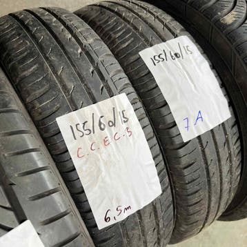 2 x Continental EcoContact 3 155-60-15 Zomerbanden 6,5mm, Auto-onderdelen, Banden en Velgen, Gebruikt, Ophalen of Verzenden, Band(en)