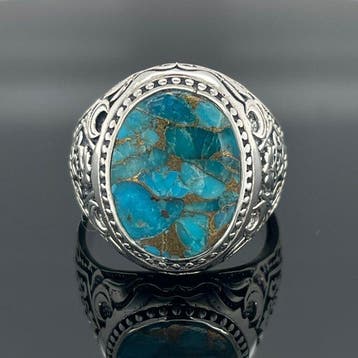 Zilver - Ring - Mozaïek Turkoois