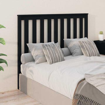 vidaXL Hoofdbord 126x6x101 cm massief grenenhout zwart, Verzenden, Nieuw, Zwart, Hout
