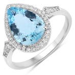 Ring - 14 karaat Witgoud - 2.32ct. tw. Aquamarijn - Diamant, Nieuw