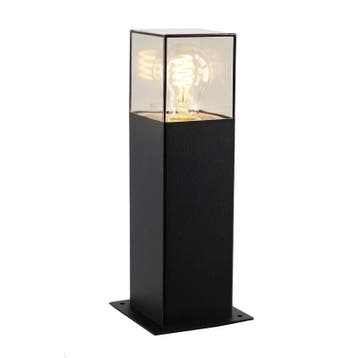 Zwarte staande buitenlamp Sanel, Smoke glas, 30cm, Ophalen of Verzenden, Nieuw, Aluminium, Staande lamp