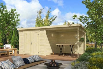 Outdoor Life Blokhut Lars met Overkapping 500 x 250 cm, Nieuw