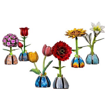 Houten 3D bloemenpuzzelset - 6-delig, Verzenden, Nieuw
