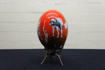 carved Ostrich Egg Giraffe Taxidermie volledige montage -, Nieuw