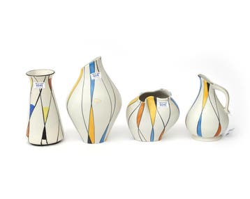 4 vazen Georg Schmider voor Zeller Keramik, Antiek en Kunst