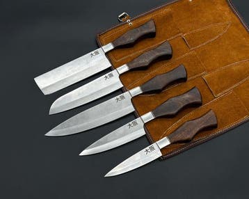 Japanese Style Kitchen Knife SET With Leather BAG Included -