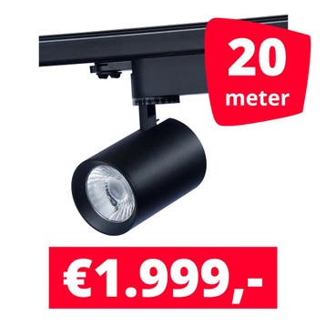 *TIP*  LED RAILVERLICHTING EOS zwart 20 SPOTS + 20M RAILS, Ophalen of Verzenden